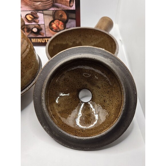 Stone Wave Microwave Cooker Set of 2 w/ Lids, 18 Recipe Book Ceramic Stoneware - Picture 11 of 15